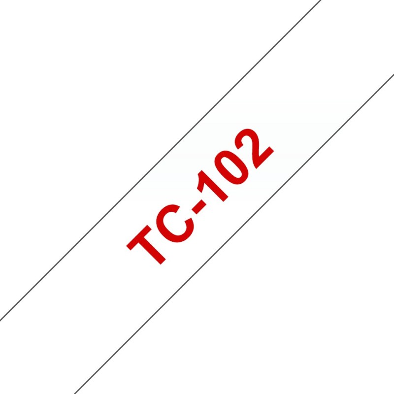 Brother Gloss Laminated Labelling Tape - 12mm, Red/Clear label-making tape TC